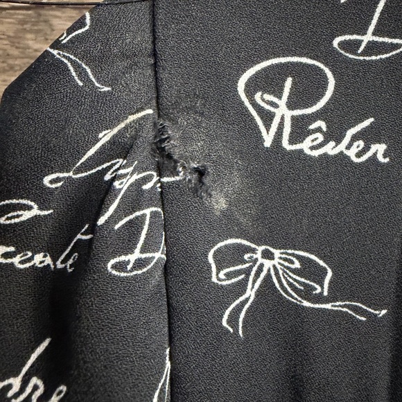 White House Black Market Black Script Blouse AS IS - Picture 7 of 9